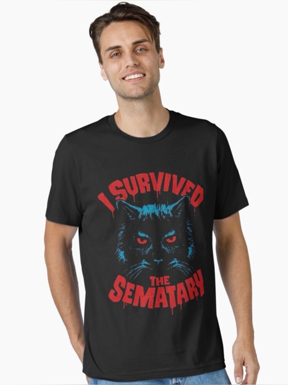 I Survived The Sematary T-Shirt Pet Cat  Horror Scary Movie Unisex Size L